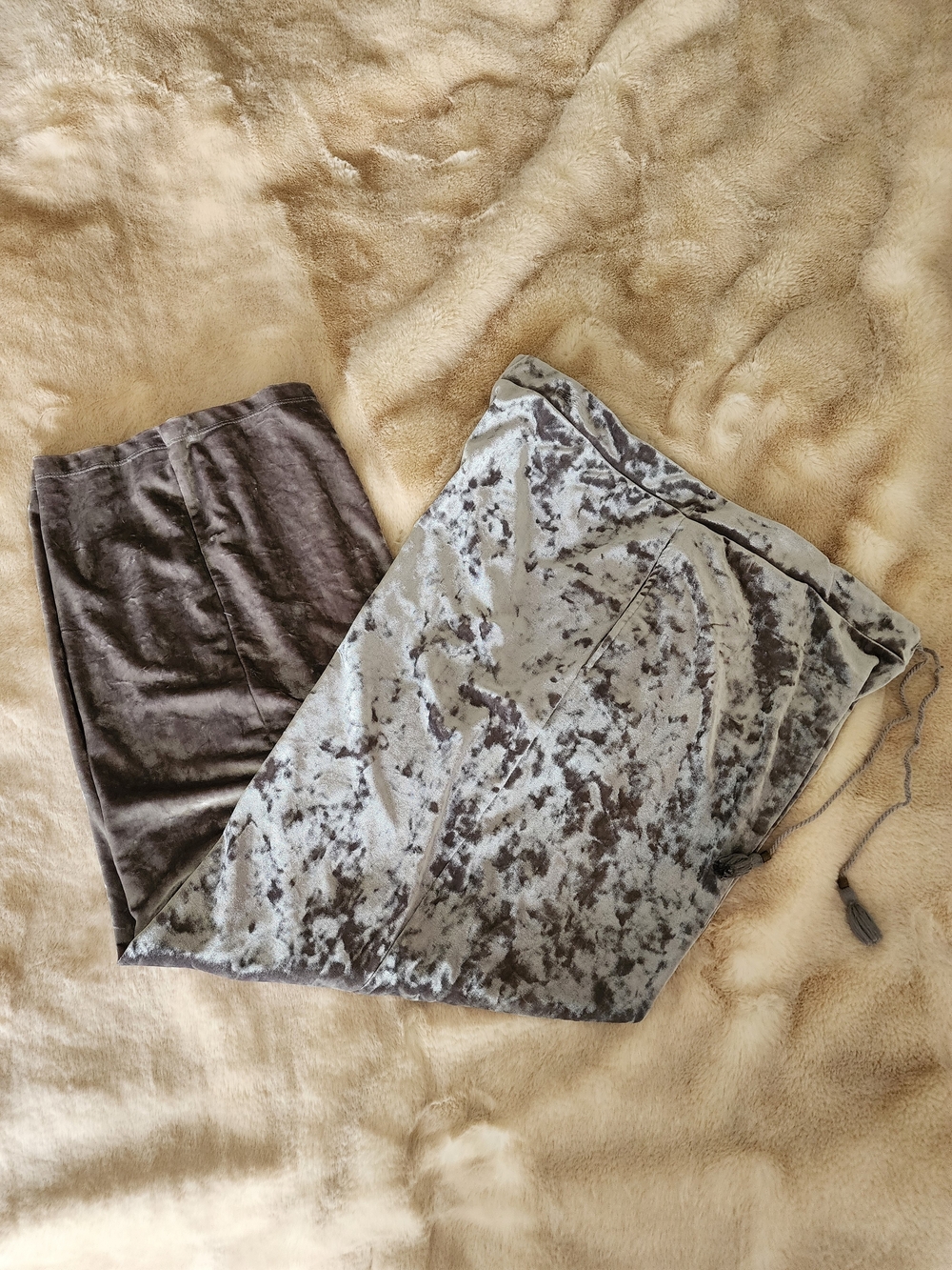 Velvet Wide Leg Pants-warm Gray